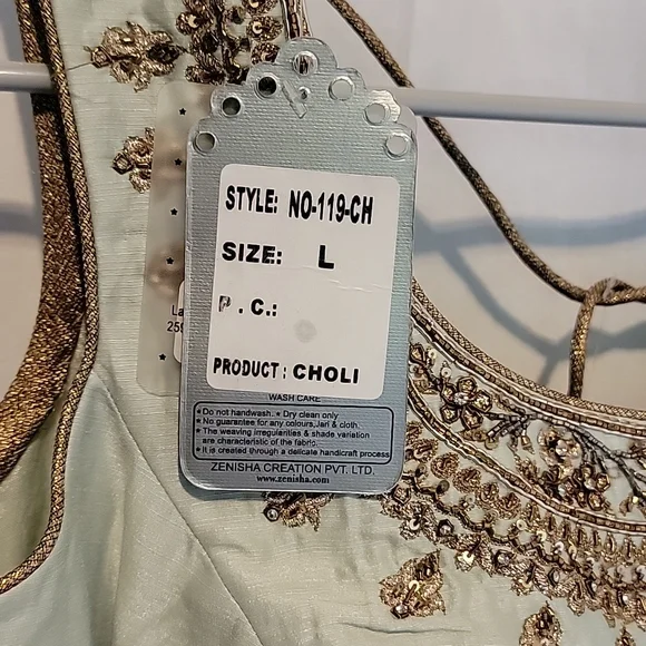 Light Green Tank with embellished gold trim - Picture 6 of 9